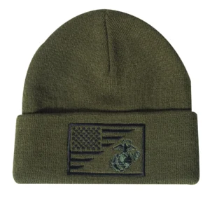 USMC & American Flag Deluxe Knit Beanie