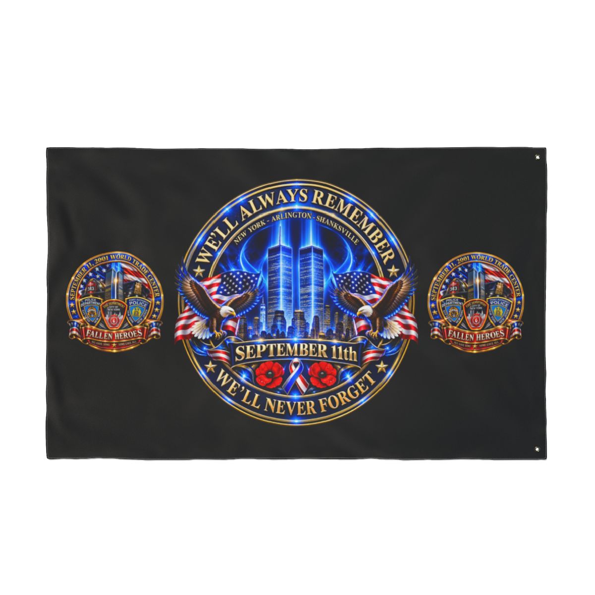 9/11 Memorial Flag — 25 Years Later Double-Sided Tribute — back