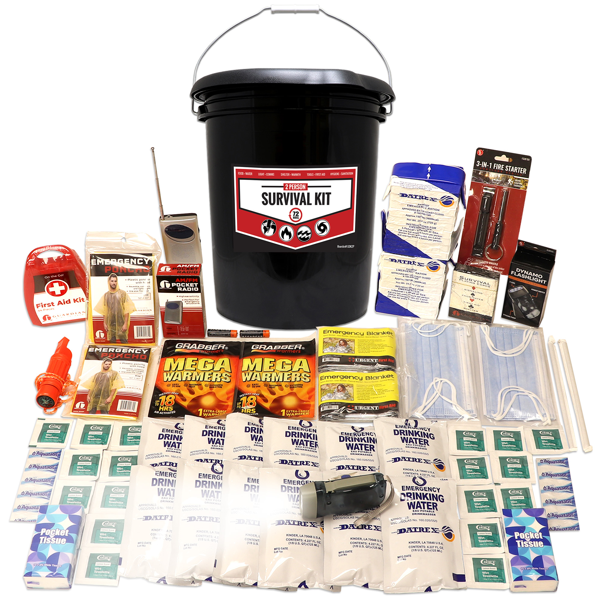 2 Person Necessity Survival Kit, Bucket and Lid