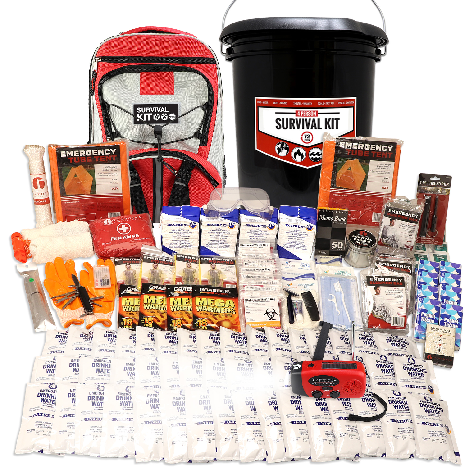 4 Person Comfort Survival Kit, Bucket and Lid