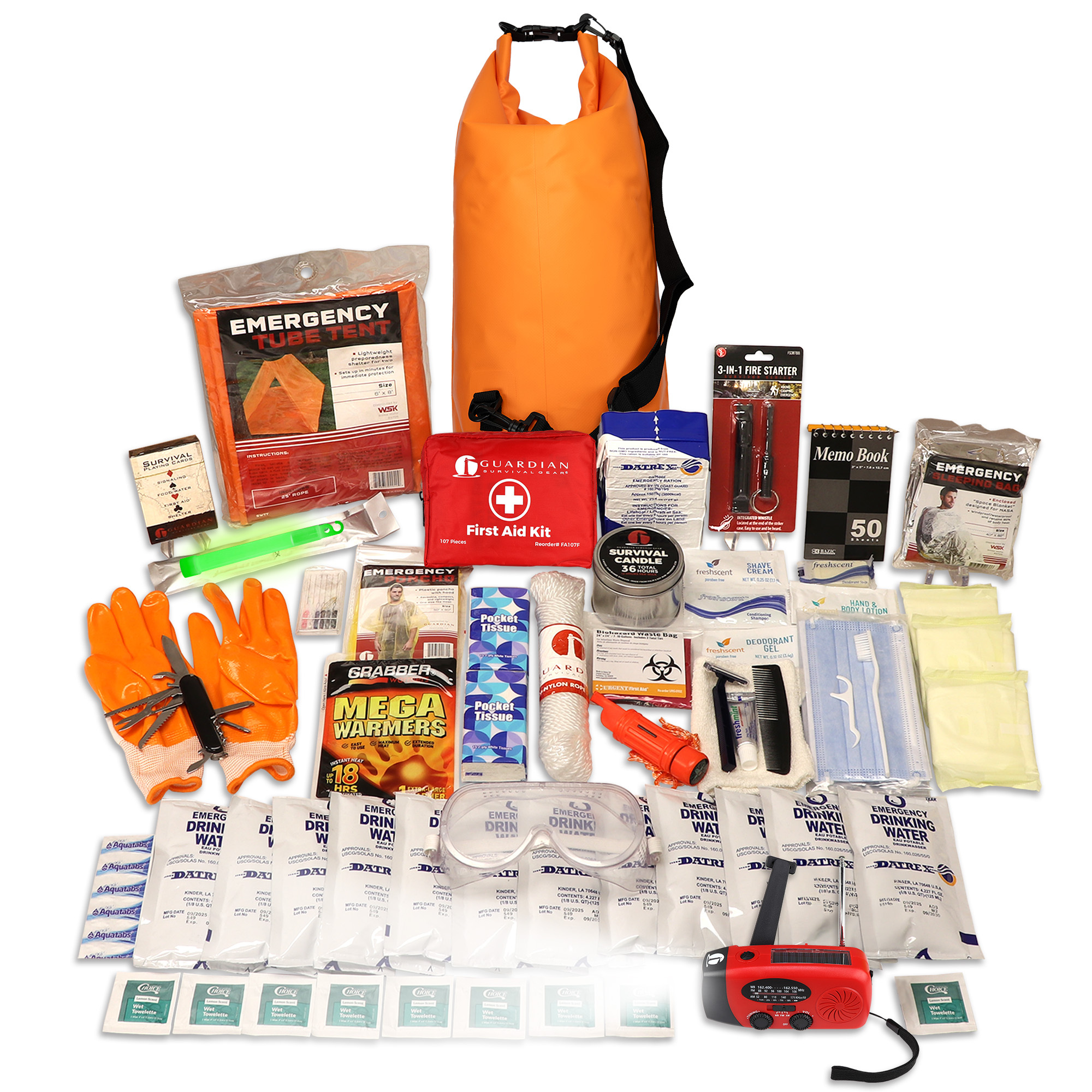 1 Person Comfort Survival Kit, Dry Bag