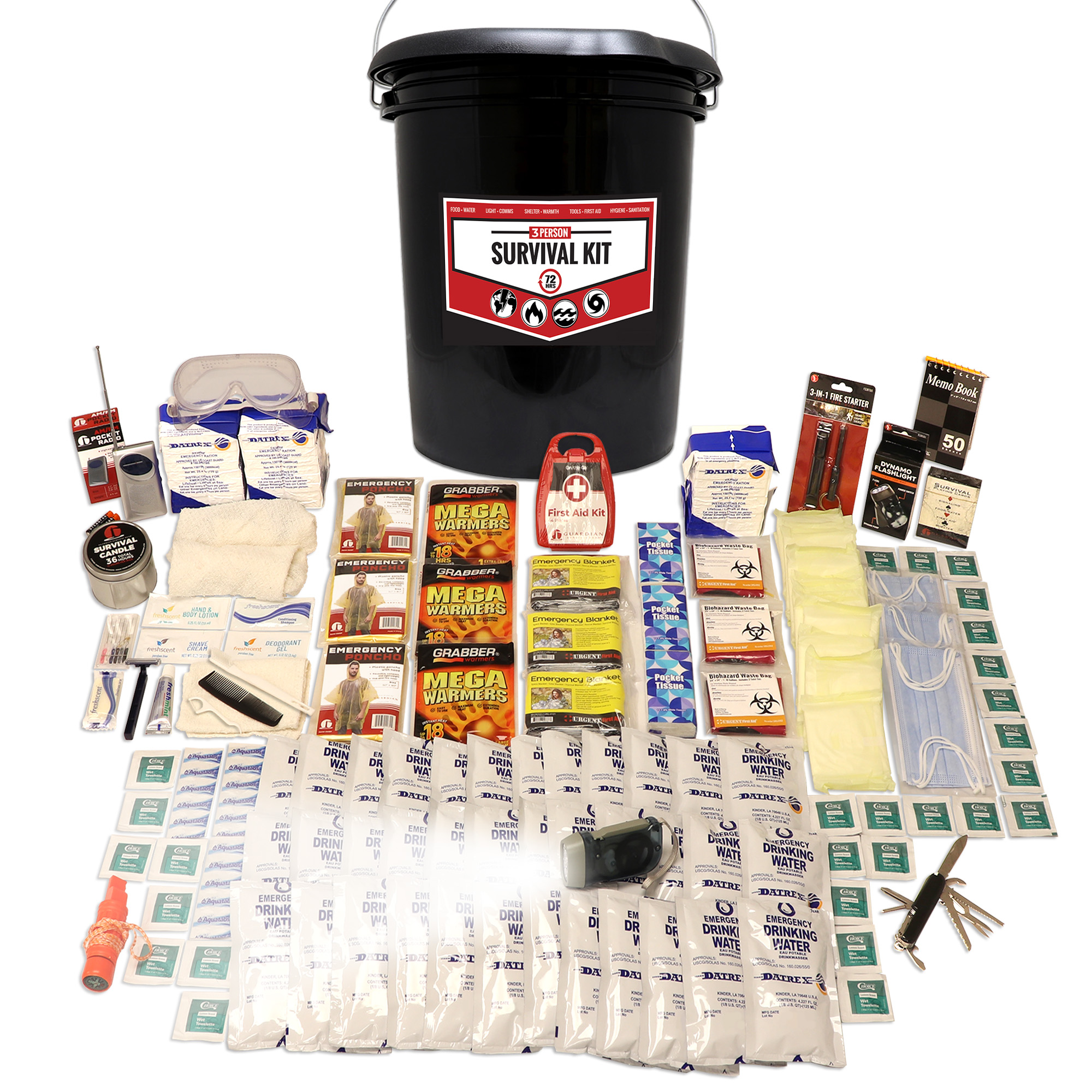 3 Person Essential Survival Kit, Bucket and Lid