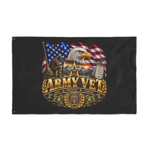 Army Vet Double-Sided Flag – American Eagle, Dog Tags & US Flag