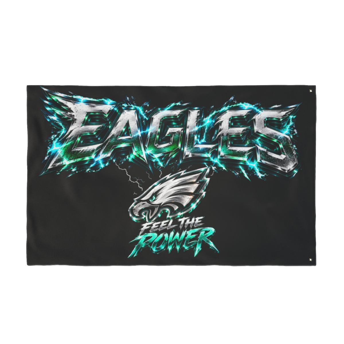Double-Sided Eagles Flag – “Feel the Power” Game Day Banner — back