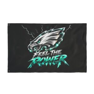 Double-Sided Eagles Flag – “Feel the Power” Game Day Banner