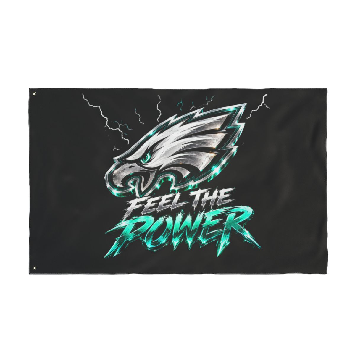 Double-Sided Eagles Flag – “Feel the Power” Game Day Banner