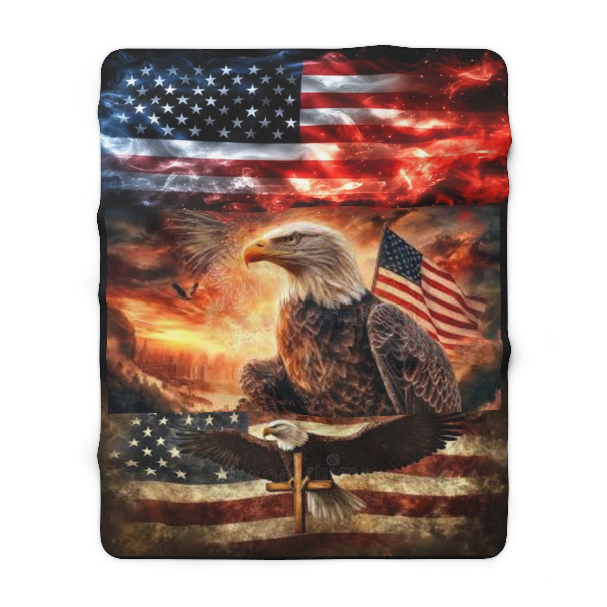 Eagle Freedom Under Christ Fleece Blanket