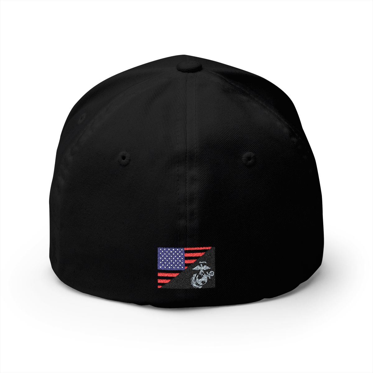 Embroidered Military Coin Triple Cap — USMC Seal Hat with Flag Patch — back