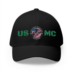 Embroidered Military Coin Triple Cap — USMC Seal Hat with Flag Patch