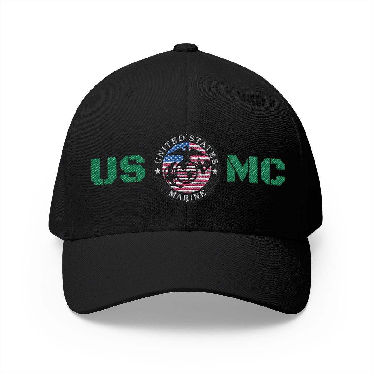 Embroidered Military Coin Triple Cap — USMC Seal Hat with Flag Patch
