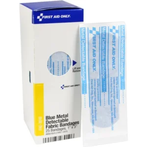 1" x 3" Visible Blue Metal Detectable Bandages, 25 each