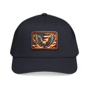Leather Patch Baseball Cap — American Eagle Flag Design