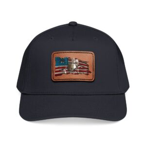 Leather Patch Baseball Cap — Distressed American Flag with Marine Emblem