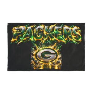 Packers Double-Sided Flag — "Feel the Power" Fire & Lightning Design