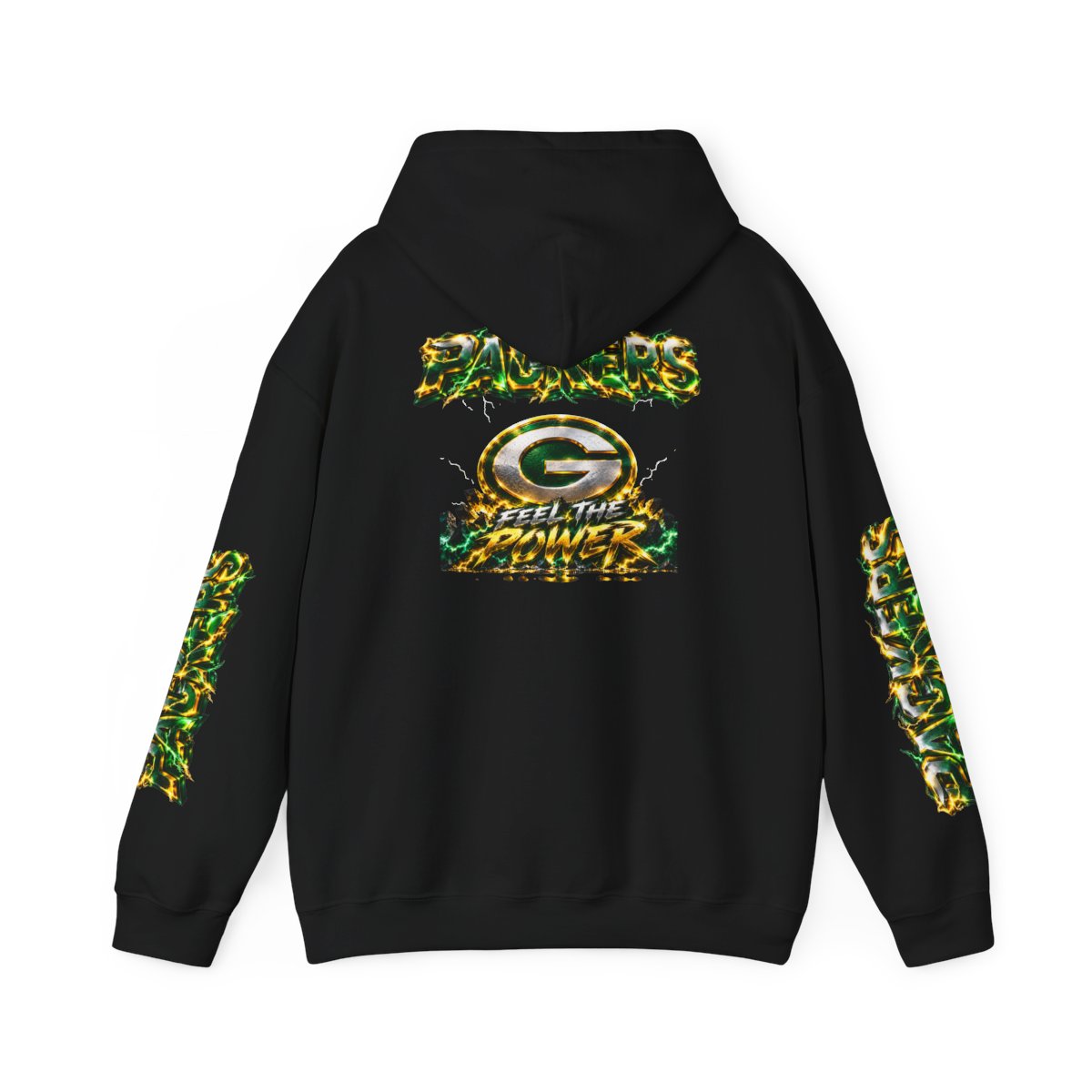 Packers "Feel the Power" Hoodie — NFL Green Bay Fan Pullover — back