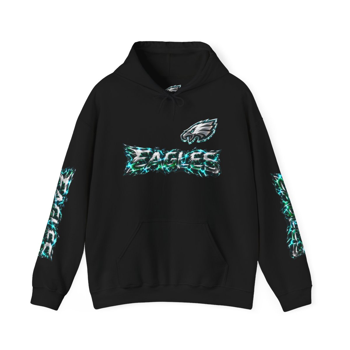 Philadelphia Eagles Logo Hoodie — White NFL Team Pullover with 'Eagles' Back Print — front