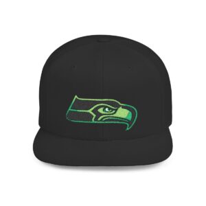 Seahawk Flat Bill Snapback Cap — Embroidered Team Logo Hat