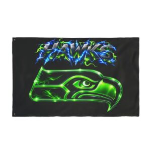 Seahawks "Feel The Power" Neon Logo Flag — Double-Sided Team Banner