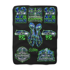Seahawks Sherpa Fleece Blanket – Super Bowl Champions 12th Man Cozy Throw
