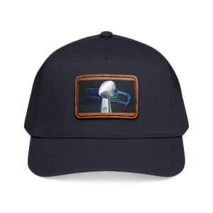 Seahawks Super Bowl Trophy Leather Patch Baseball Cap