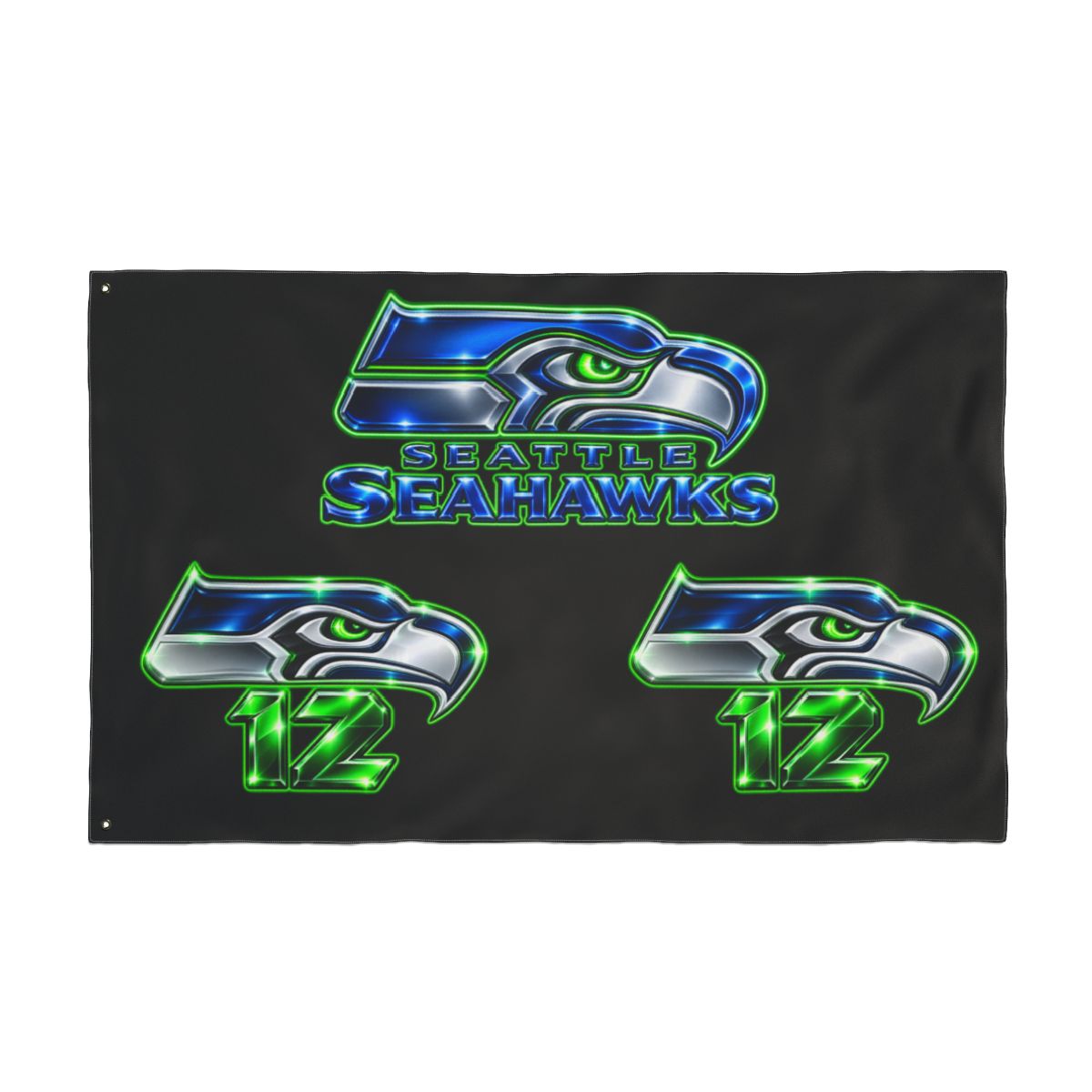 Seattle Seahawks 12th Man Double-Sided Fan Flag — Super Bowl Champions Design