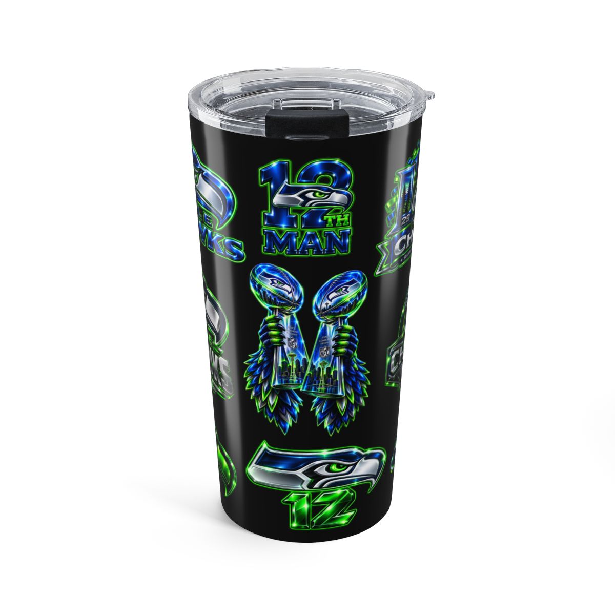 Seattle Seahawks 20oz Tumbler — 12th Man Championship Logos Travel Cup