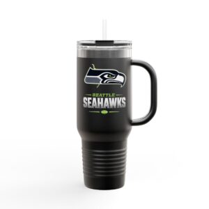 Seattle Seahawks 40oz Insulated Travel Mug - Double Wall Tumbler with Straw
