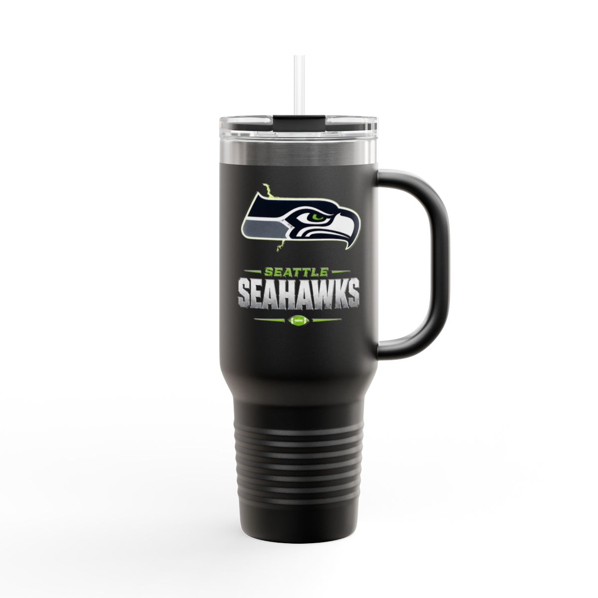 Seattle Seahawks 40oz Insulated Travel Mug - Double Wall Tumbler with Straw