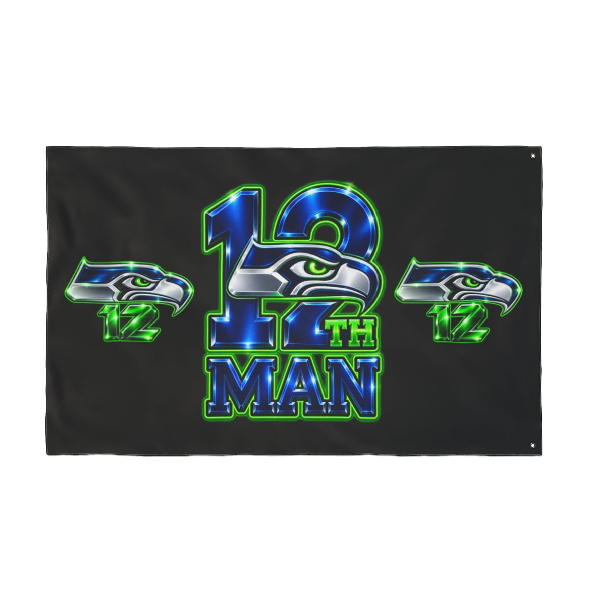 Seattle Seahawks Double-Sided Fan Flag — 12th Man Logo Outdoor Banner — back