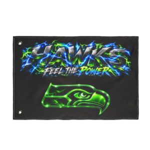 Seattle Seahawks Double-Sided Flag — “Hawks Feel the Power” Team Banner