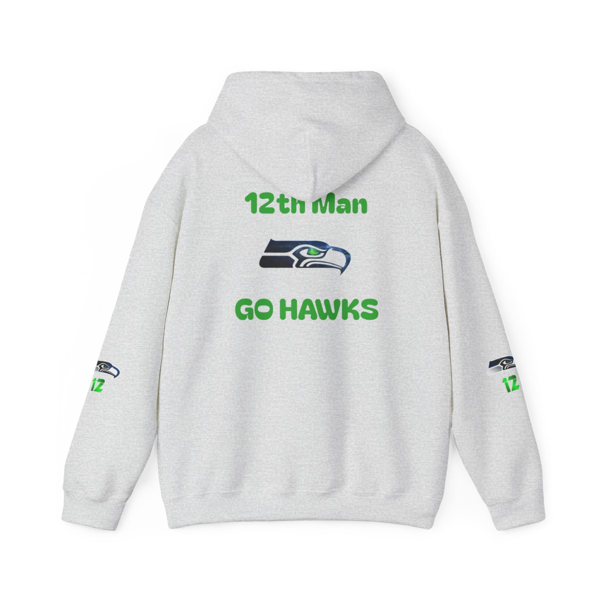 Seattle Seahawks Hoodie – '12th Man Go Hawks' Fan Pullover — back