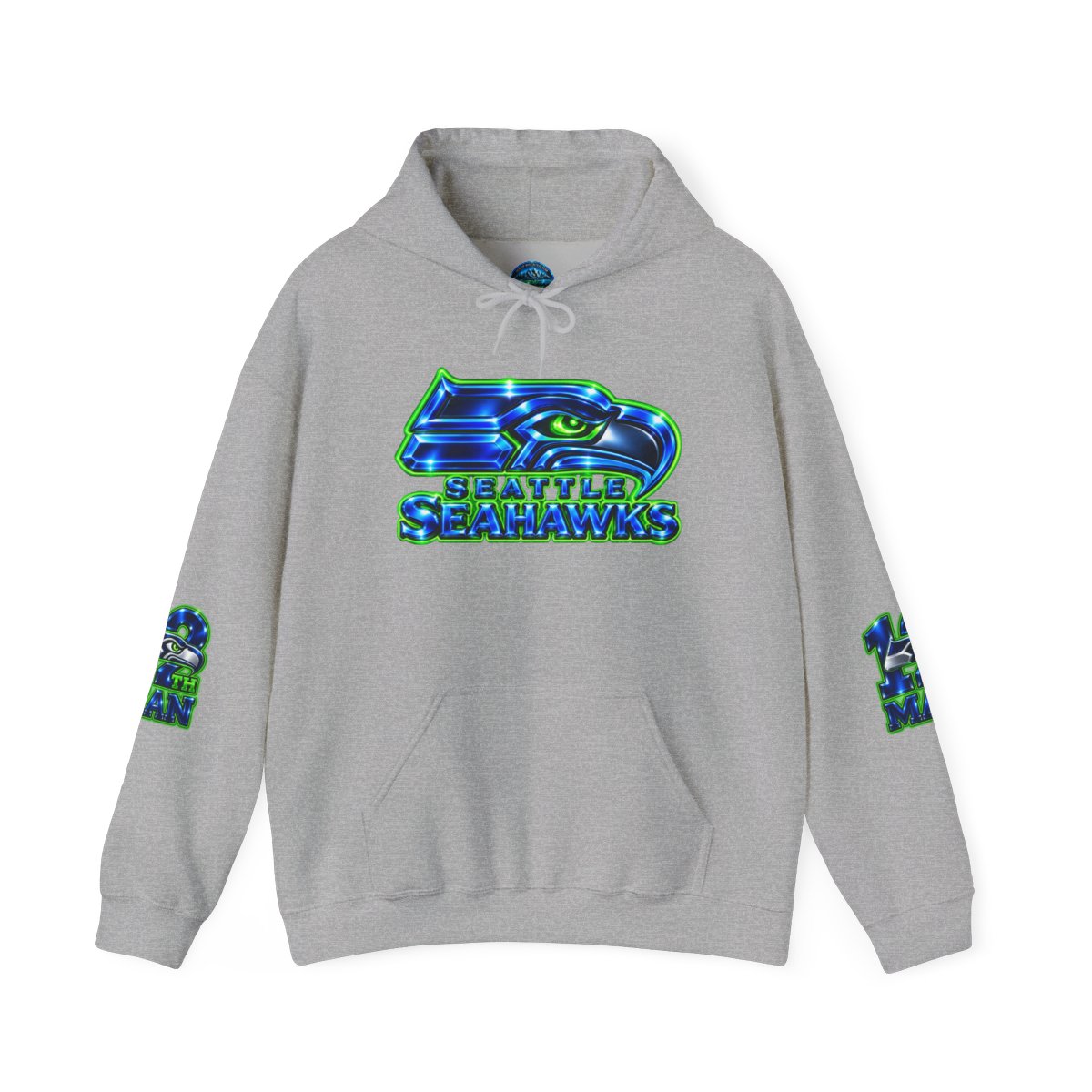 Seattle Seahawks Hoodie — Neon Logo & Sleeve Graphics, NFL Fan Pullover
