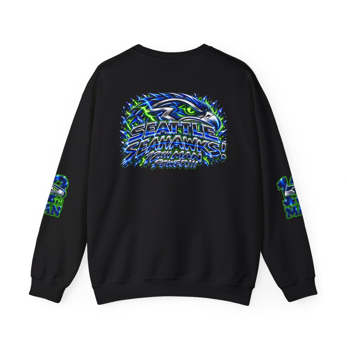 Seattle Seahawks Neon Logo Crewneck Sweatshirt — back