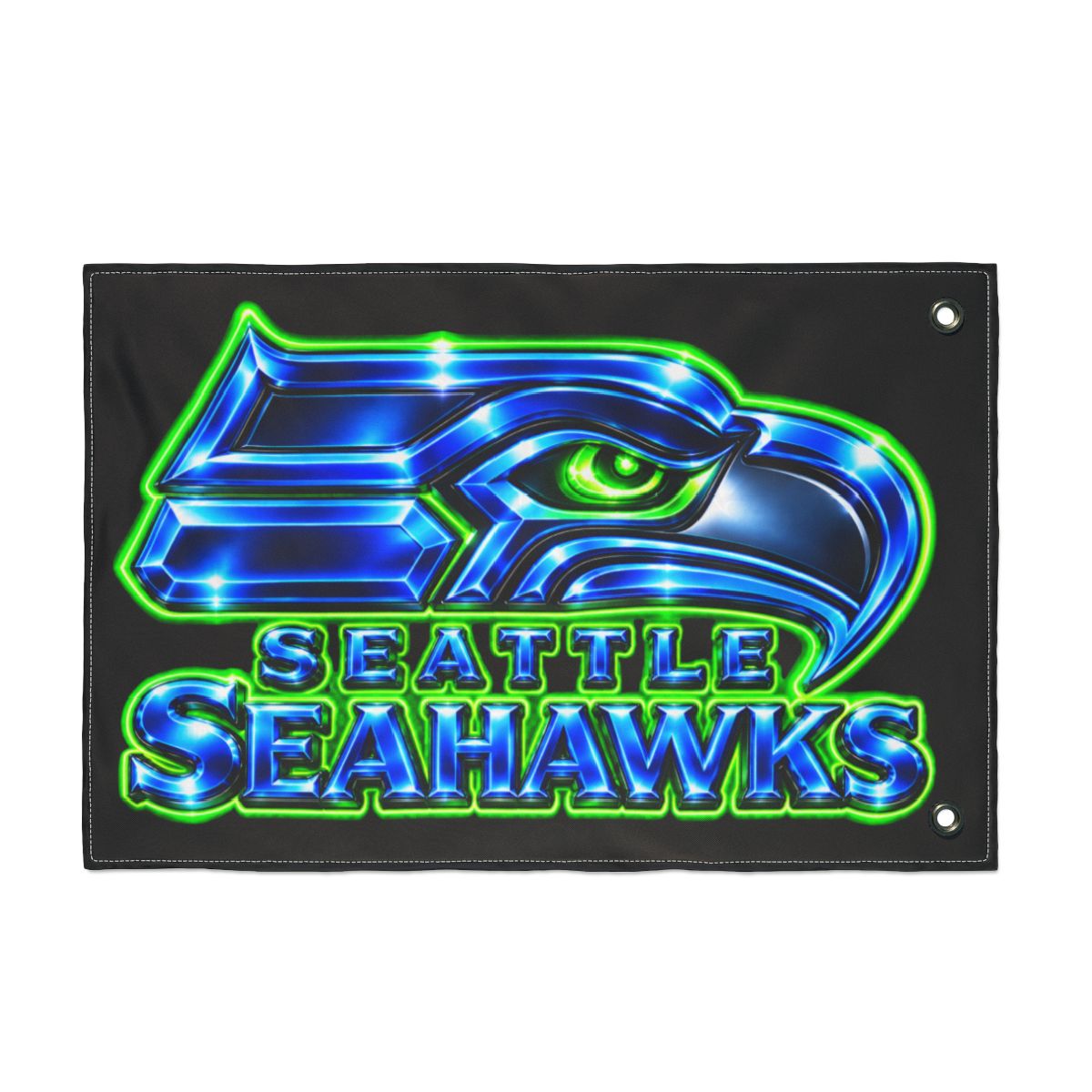 Seattle Seahawks Super Bowl 60 Champions Double-Sided Flag — 34-28 vs Patriots — back