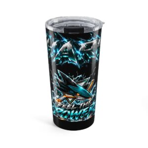 Sharks 20oz Insulated Tumbler — 'Feel the Power' Stainless Steel Travel Cup