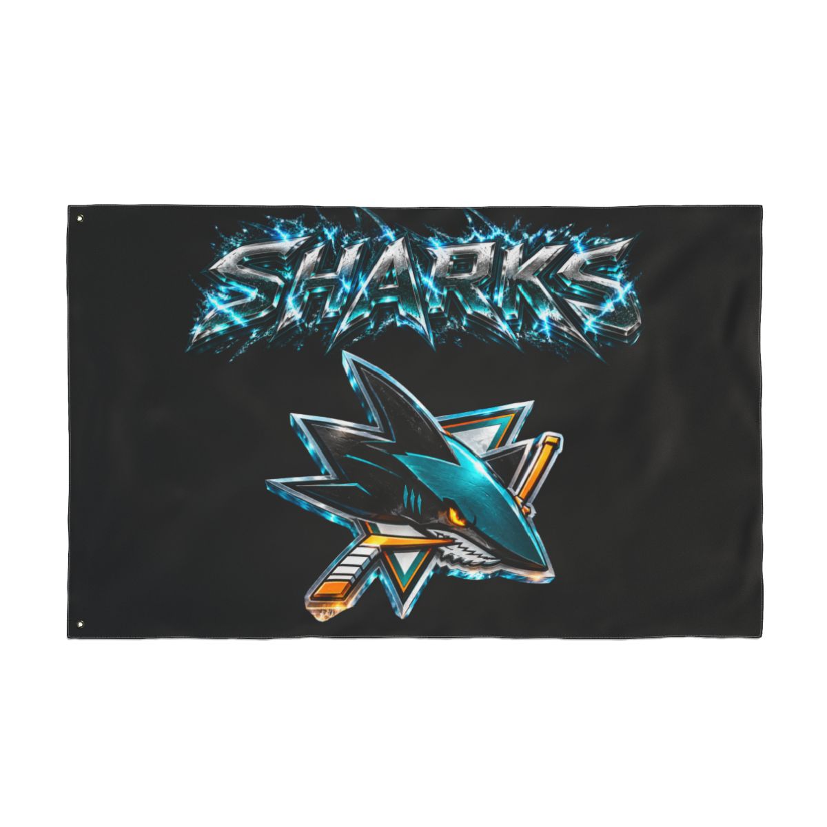 Sharks Double-Sided Team Flag — 'Feel the Power' Hockey Banner