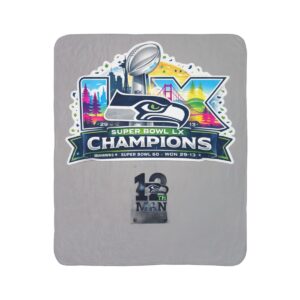 Super Bowl LX Champions Seahawks Fleece Sherpa Blanket