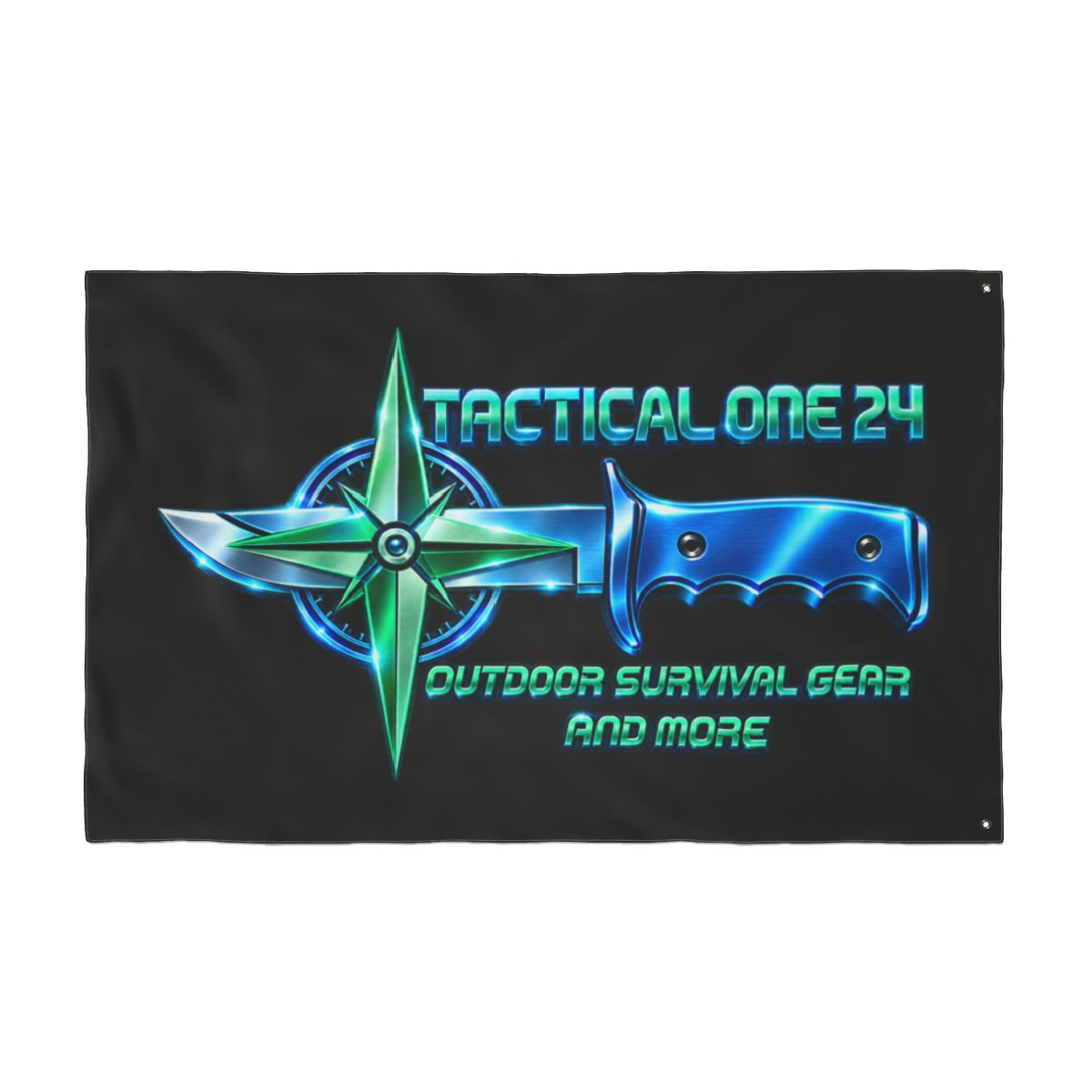 Tactical One-24 Double-Sided Flag — Outdoor Survival Gear Logo Banner — back