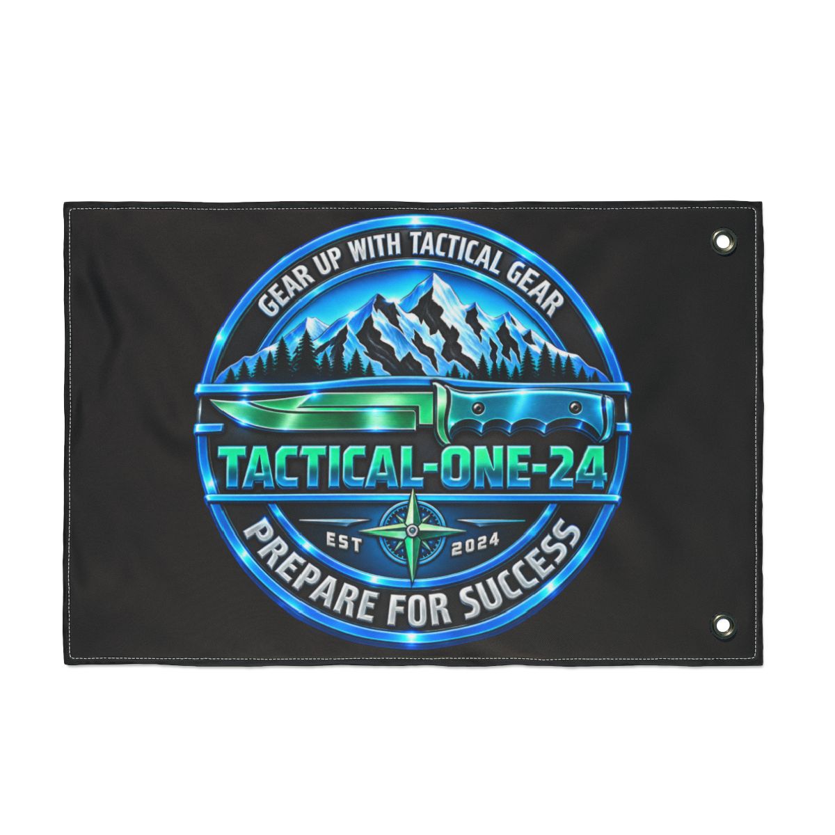 Tactical-One-24 Double-Sided Flag — Tactical Gear Logo Flag, 'Prepare for Success' Outdoor Banner — back