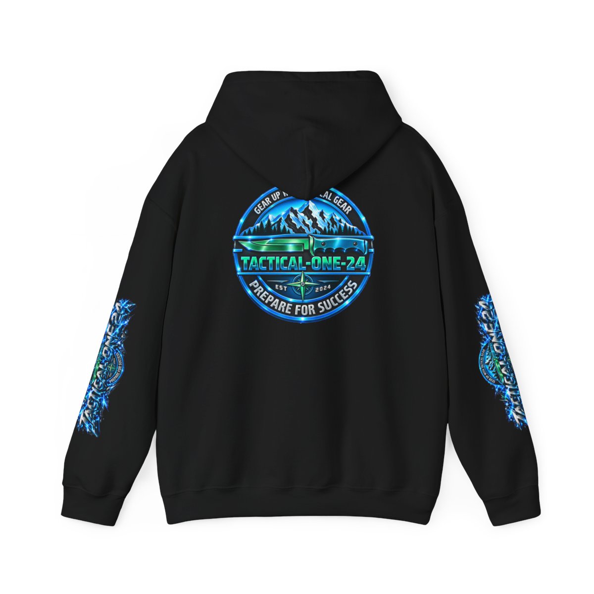 Tactical One-24 Hoodie — Outdoor Adventure Logo Pullover (Prepare for Success) — back