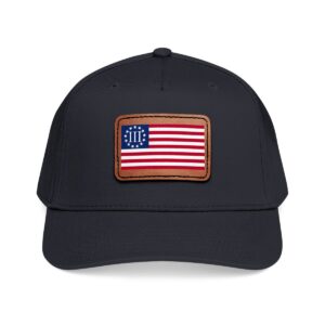 Three Percent Flag Leather Patch Baseball Cap — Patriotic Vintage Military Style