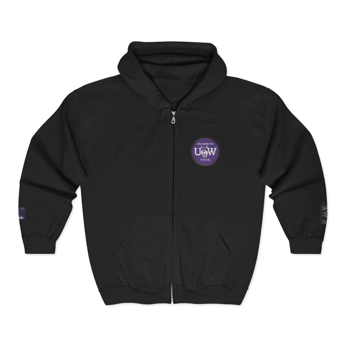 University of Washington Logo Full-Zip Hoodie — White Zip-Up Sweatshirt