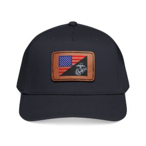 US Flag & Marine Corps Leather Patch Baseball Cap