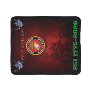 US Marine Corps Birthday Sherpa Blanket – "Happy Birthday" 1775–2026 Commemorative Throw