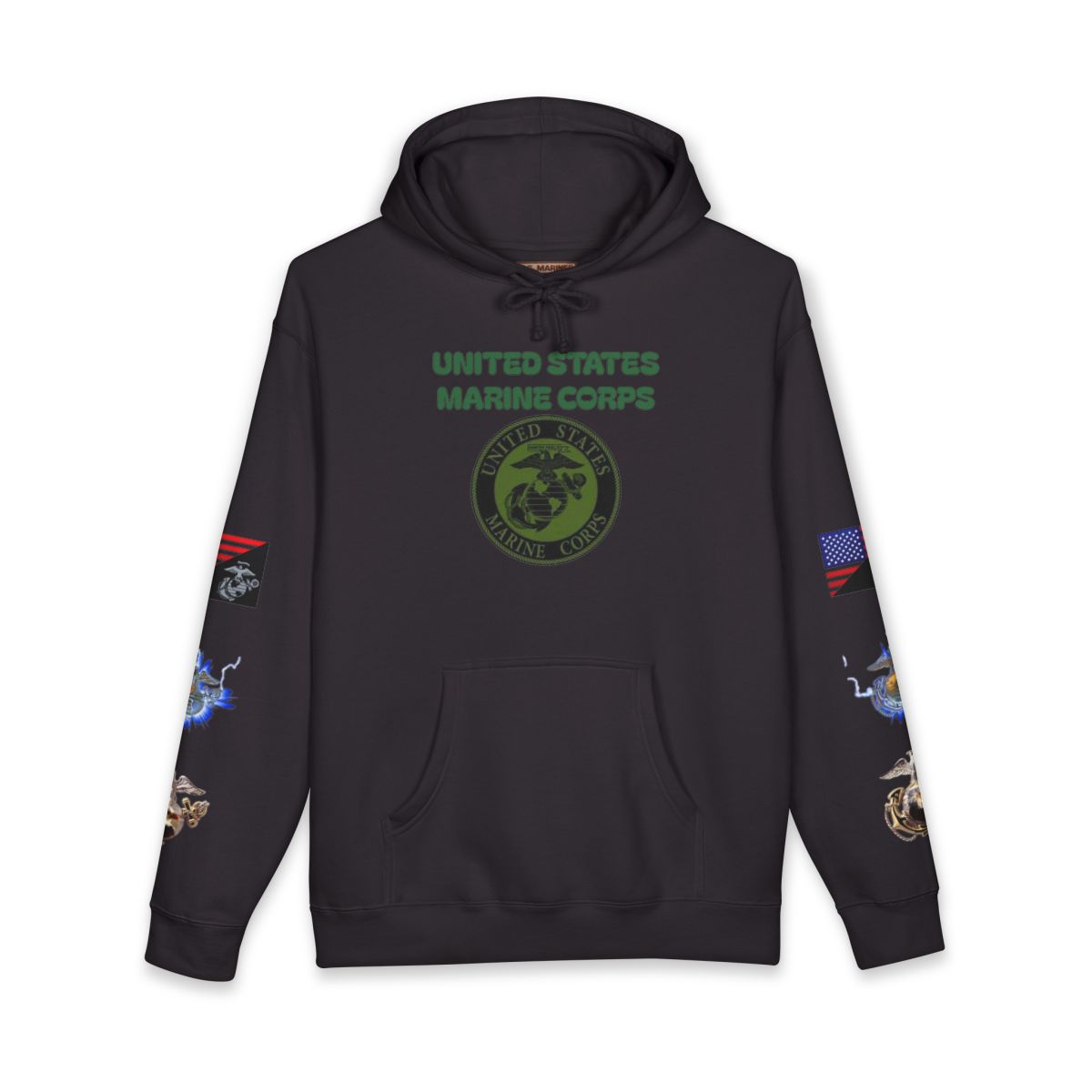 US Marine Corps OoRAH! Hoodie — Camouflage Military Pullover with Eagle Globe & Anchor