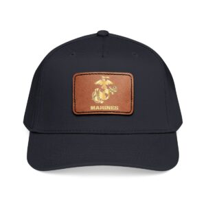 US Marines Leather Patch Baseball Cap — Vintage Emblem Hat