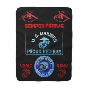 U.S. Marines Semper Fidelis Proud Veteran Sherpa Blanket