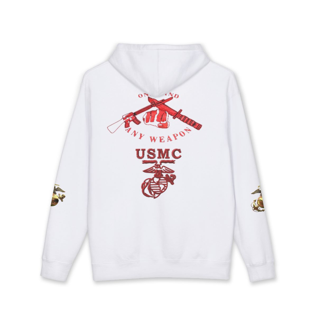 USMC FAFO Flag Hoodie — Marine Corps Emblem & 'USMC' Back Graphic — back