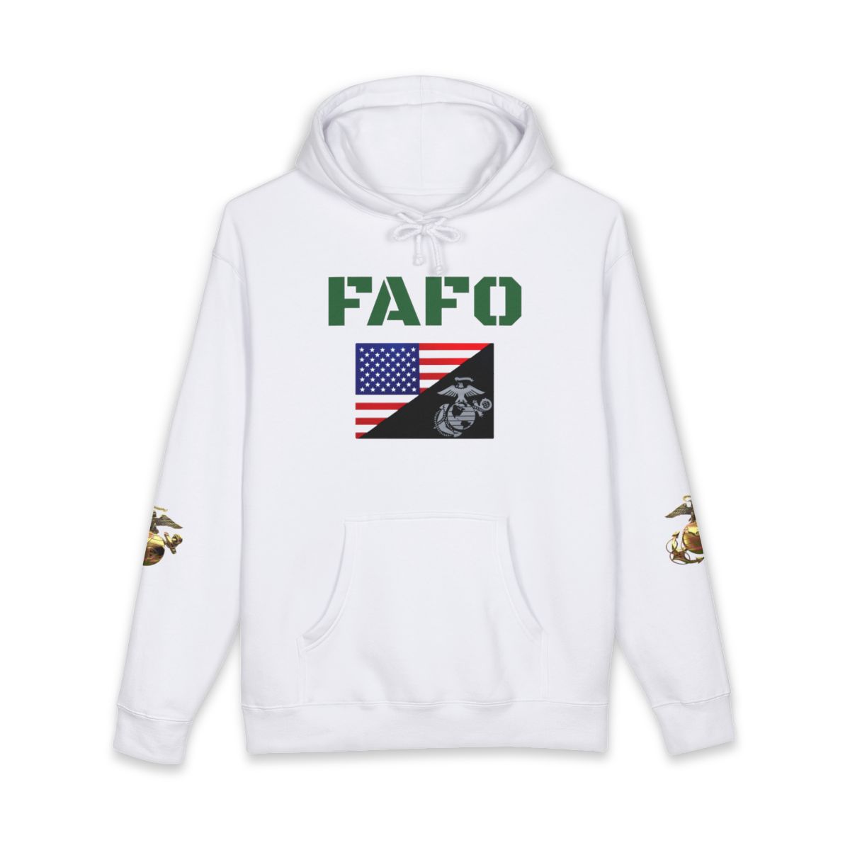 USMC FAFO Flag Hoodie — Marine Corps Emblem & 'USMC' Back Graphic
