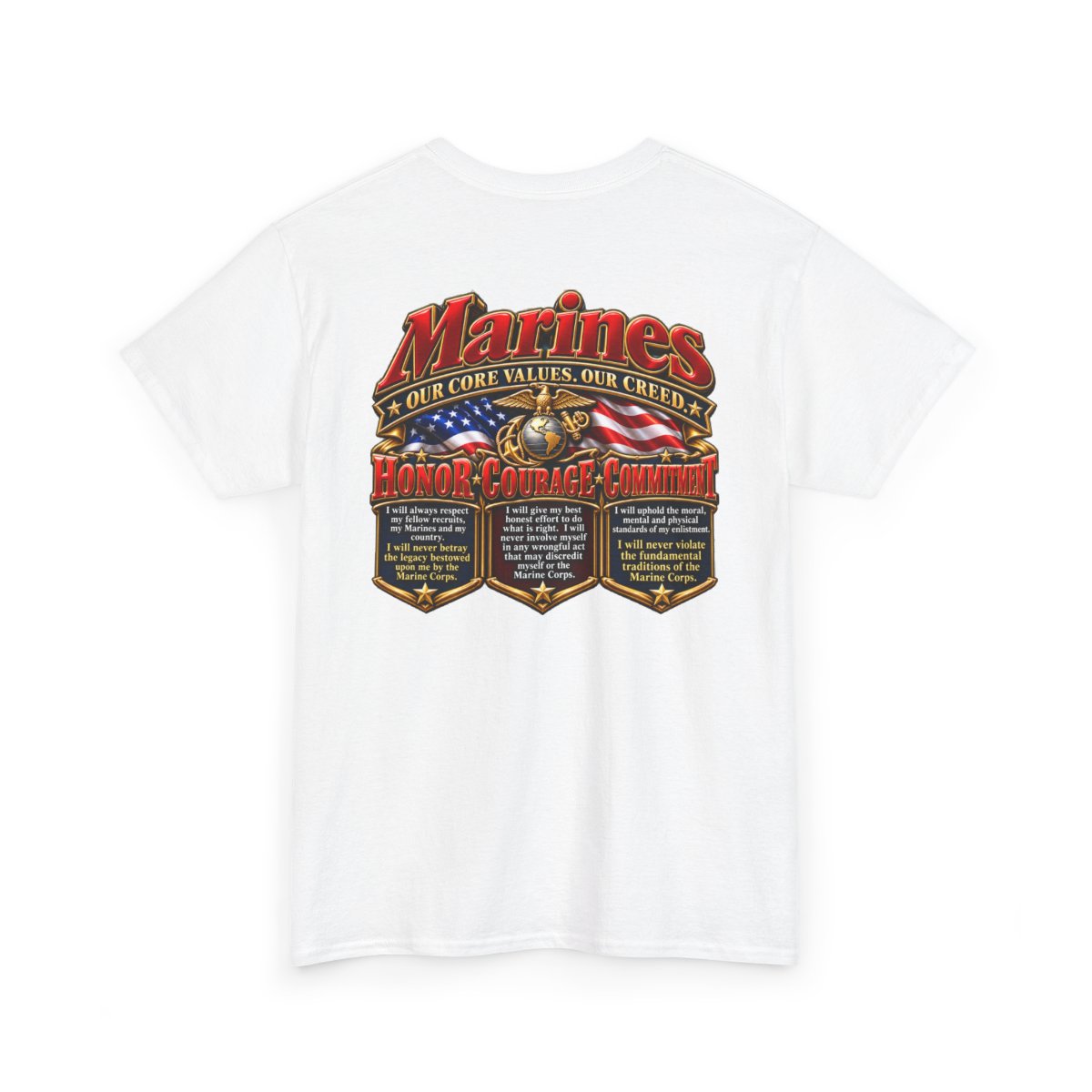 USMC Marines Honor, Courage, Commitment Graphic Tee — back